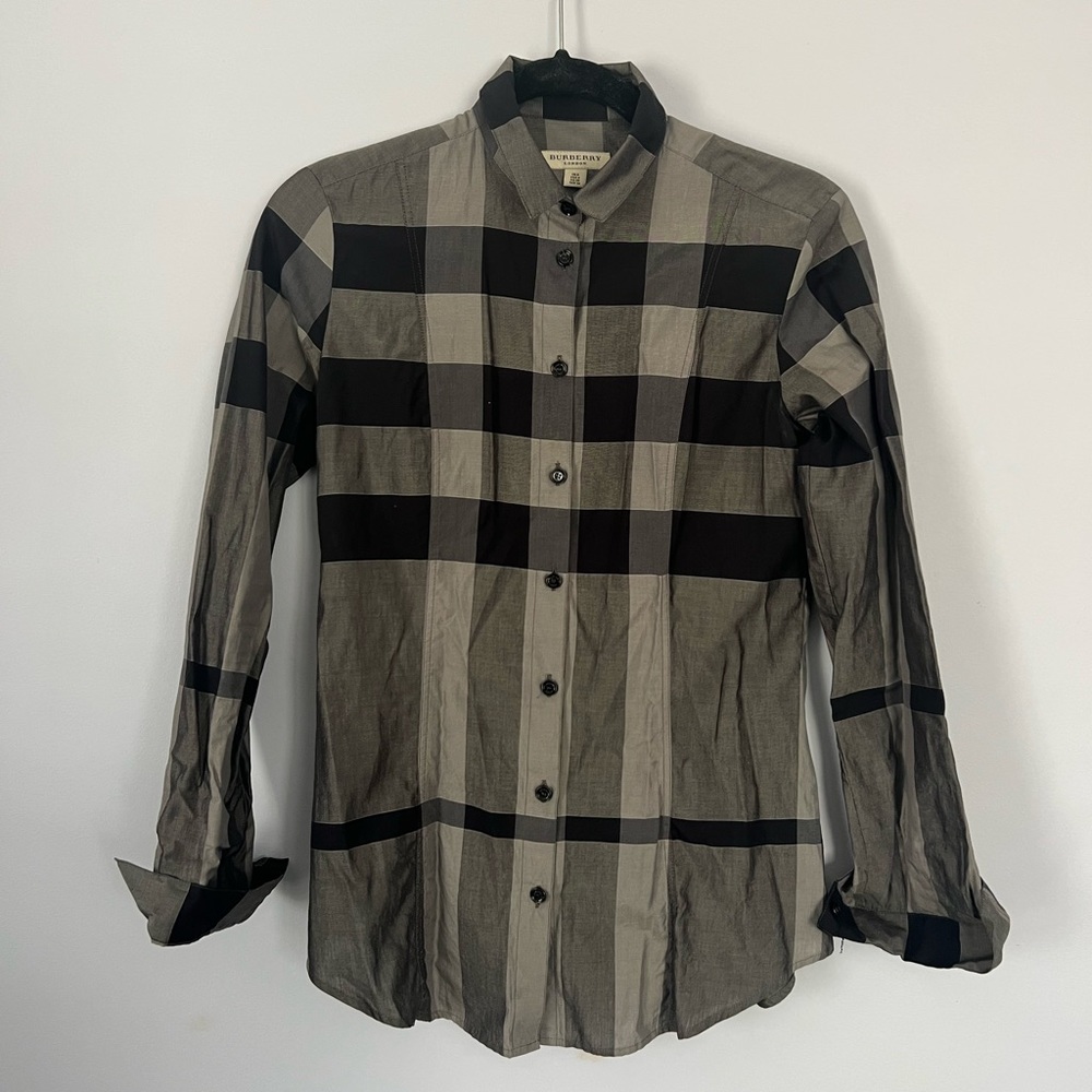 Burberry Black and Gray Checkered Top